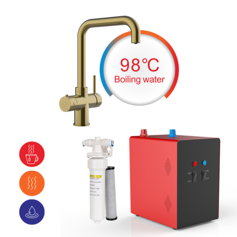 4 L boiling water tank and gold hot water tap