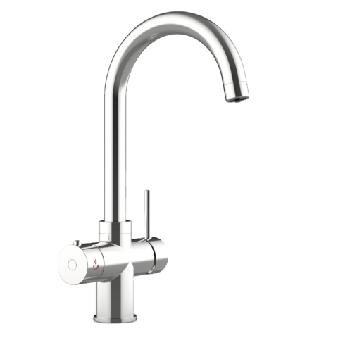 chrome hot water tap