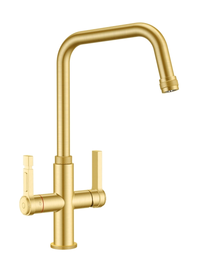 U-förmiger 3-in-1-Wasserhahn mit Gold-Finish